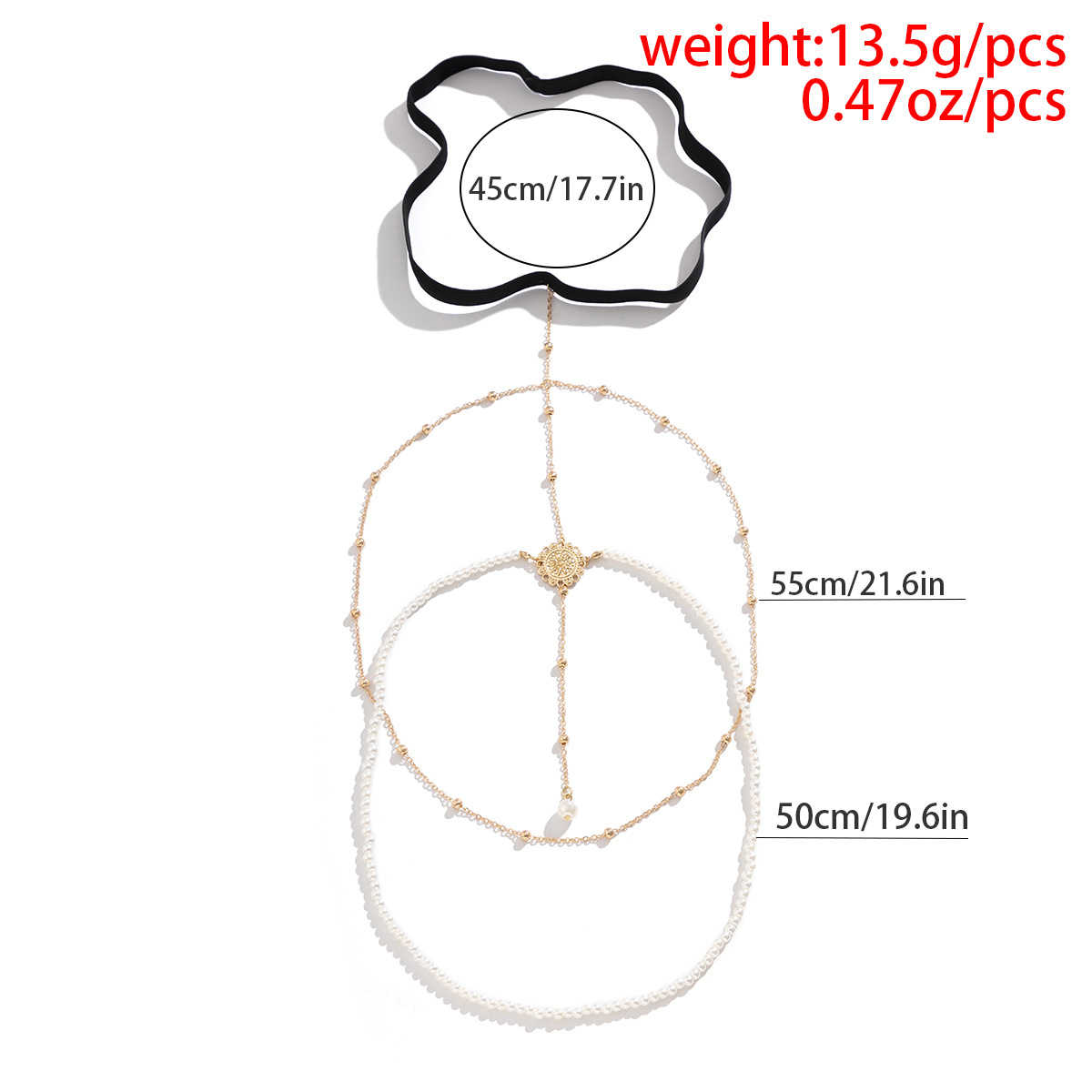 Elastic hollow out flower disk body chain creative beach imitation pearl Round Bead Tassel leg chain