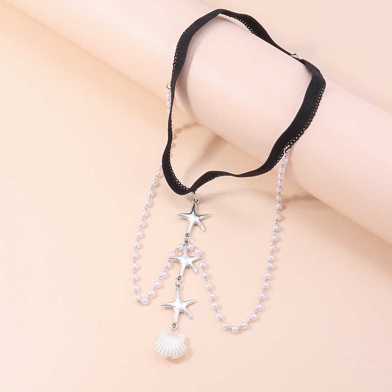 Net red pop pearl jewelry leg chain new summer shell sea star five pointed star body chain