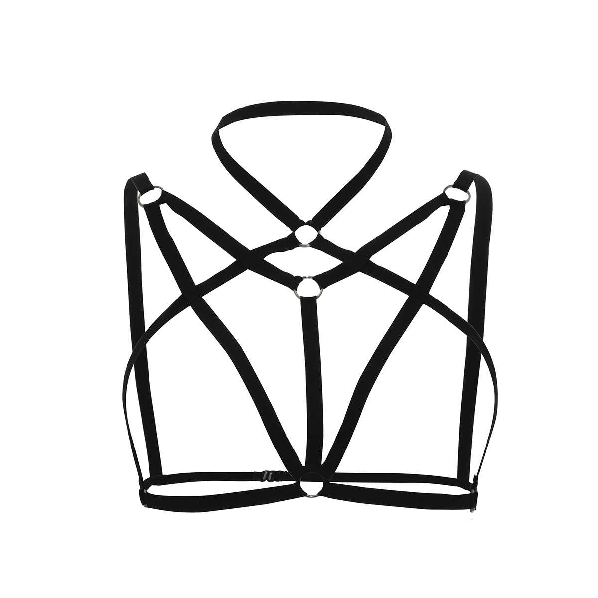 Beach bikini sexy geometric cross dress elastic ring bandage body chain