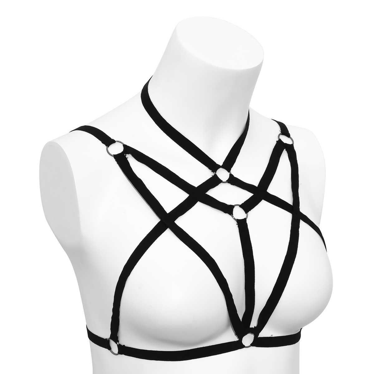 Beach bikini sexy geometric cross dress elastic ring bandage body chain