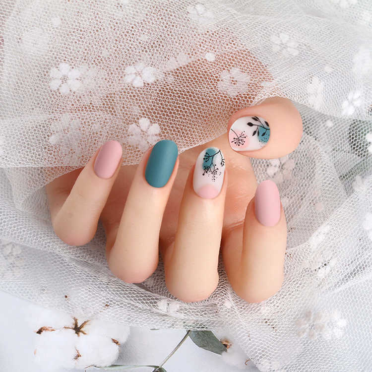 Wear nail wholesale short round head nail patch simple French Nail patch