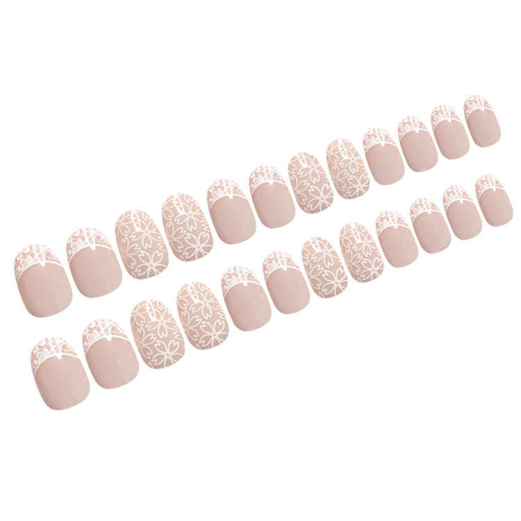 Wear nail wholesale short round head nail patch simple French Nail patch