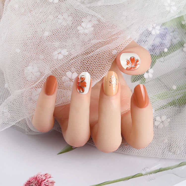 Wear nail wholesale short round head nail patch simple French Nail patch